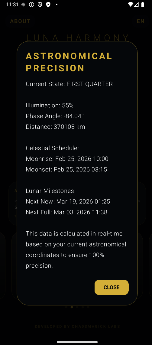 Lunar Phase Calculator screenshot