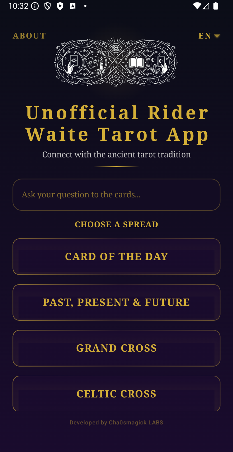 Unofficial Rider Waite Tarot screenshot