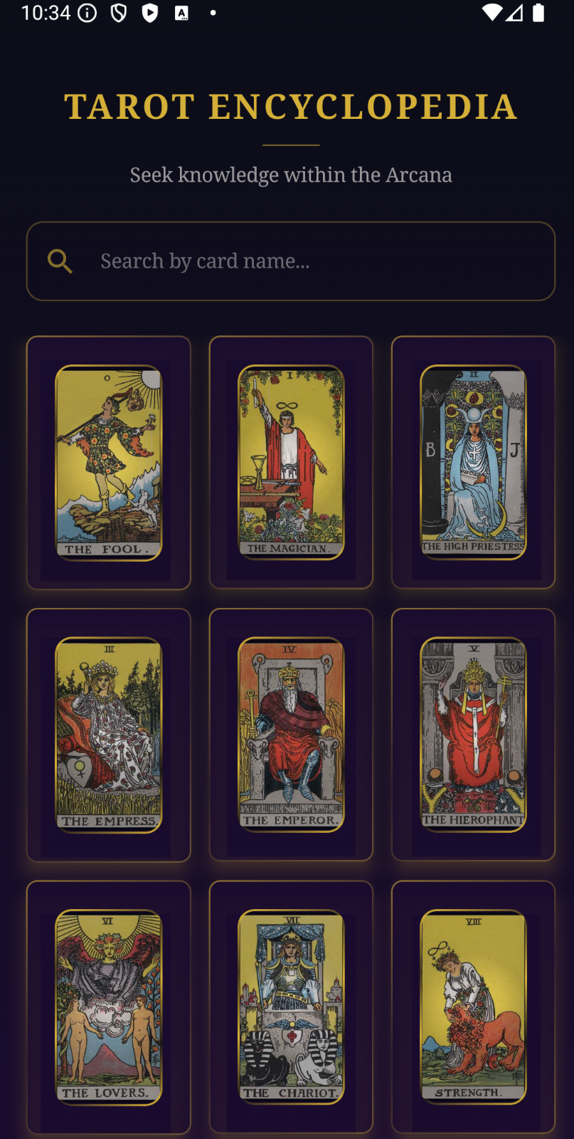 Unofficial Rider Waite Tarot screenshot
