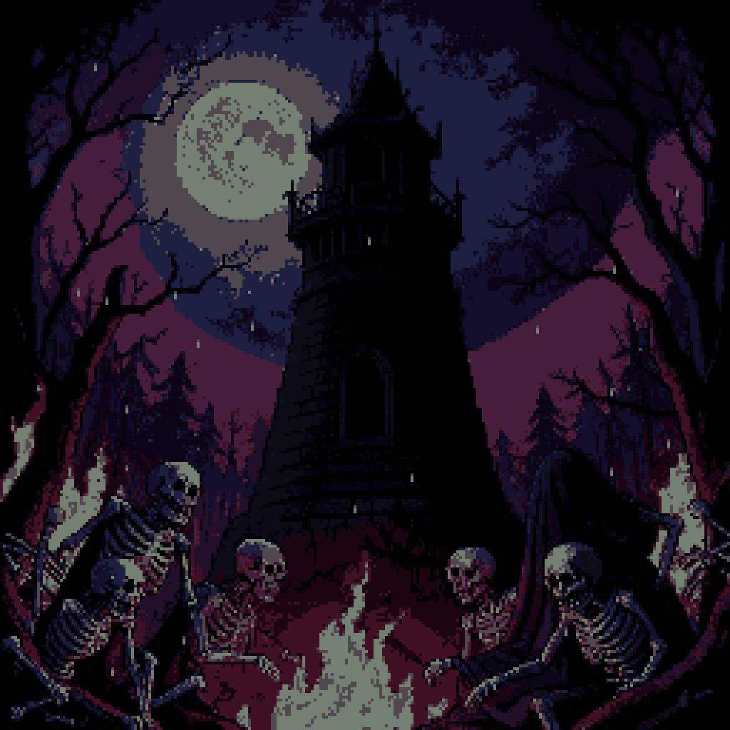 A black tower cuts the night sky, lit by one impossible window. Dark fantasy art for OSR campaigns, dungeon synth covers and occult worldbuilding. Save it, then explore Arcana Goetia: 72 spirits, sigils and ritual tools for Android. #DarkFantasy #OSR #DungeonSynth