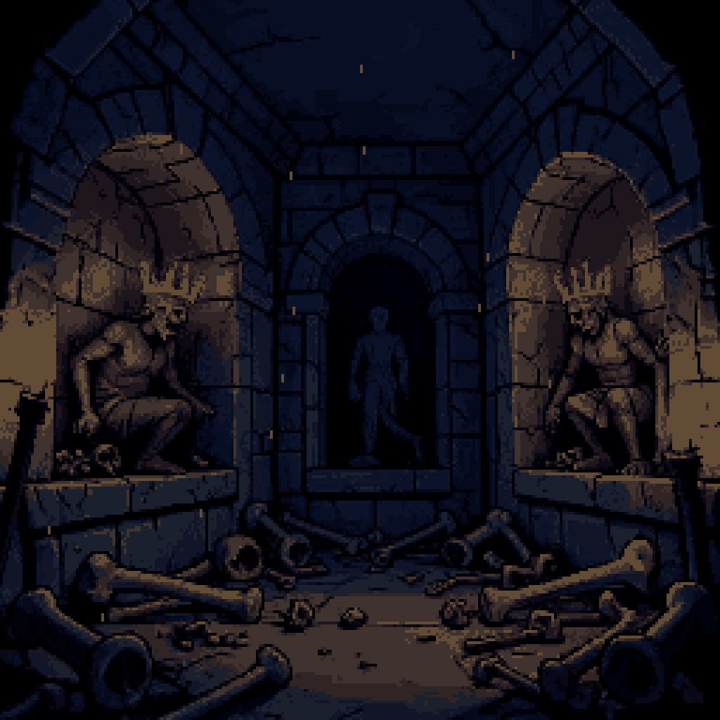 Buried kings, broken crowns and torchlight on wet stone. Catacombs of the Forgotten Kings is dark fantasy art for dungeon crawlers and grimoire collectors. Save it, then create sigils with Chaos Sigil Forge. #DarkFantasy #DungeonCrawl #ChaosMagick