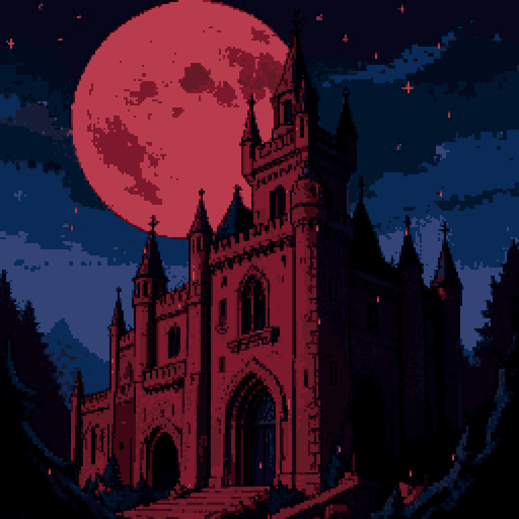 The keep burns red under a blood moon. Dark fantasy castle art for worldbuilders, dungeon synth covers and lunar magick altars. Save it, then track the real moon with Moon Phases & Lunar Calendar for Android. #DarkFantasy #BloodMoon #LunarMagick