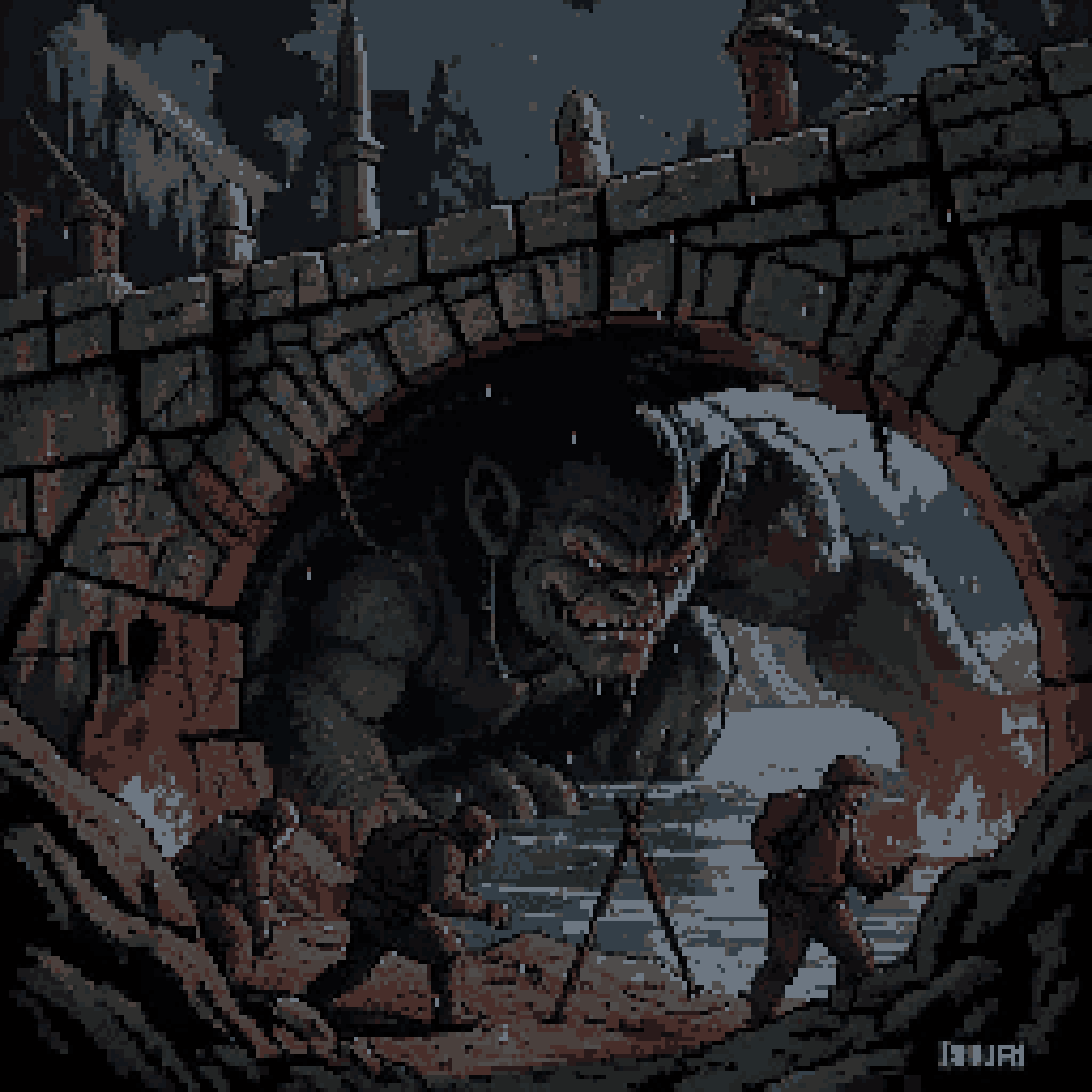 A troll waits under the bridge, and the party has no silver. Troll Bridge Ambush is dark fantasy art for OSR modules and tabletop horror. Save it, then explore Eerie Roads for weird encounters and liminal horror. #DarkFantasy #OSR #TTRPG